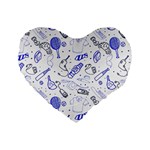 Fathers Day doodle Standard 16  Premium Flano Heart Shape Cushion 