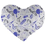 Fathers Day doodle Large 19  Premium Flano Heart Shape Cushion