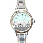 chevron teal grey Round Italian Charm Watch