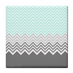 chevron teal grey Tile Coaster