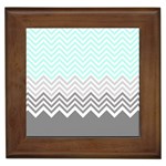 chevron teal grey Framed Tile