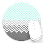 chevron teal grey Round Mousepad