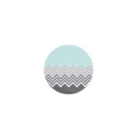 chevron teal grey 1  Mini Button