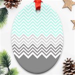 chevron teal grey Ornament (Oval)