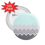 chevron teal grey 2.25  Button (100 pack)