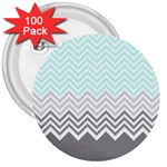 chevron teal grey 3  Button (100 pack)