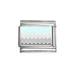 chevron teal grey Italian Charm (9mm)