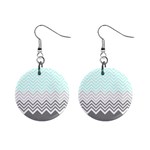 chevron teal grey 1  Button Earrings
