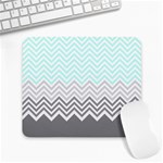 chevron teal grey Large Mousepad