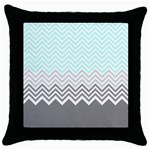 chevron teal grey Throw Pillow Case (Black)