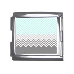 chevron teal grey Mega Link Italian Charm (18mm)