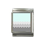 chevron teal grey Italian Charm (13mm)