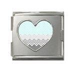 chevron teal grey Mega Link Heart Italian Charm (18mm)