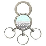 chevron teal grey 3-Ring Key Chain