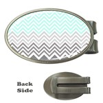 chevron teal grey Money Clip (Oval)