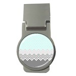 chevron teal grey Money Clip (Round)