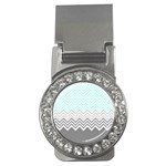chevron teal grey Money Clip (CZ)