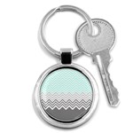 chevron teal grey Key Chain (Round)