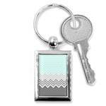 chevron teal grey Key Chain (Rectangle)