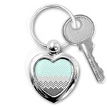 chevron teal grey Key Chain (Heart)