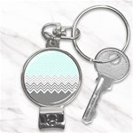 chevron teal grey Nail Clippers Key Chain