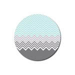 chevron teal grey Rubber Round Coaster (4 pack)