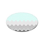 chevron teal grey Sticker (Oval)