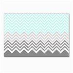 chevron teal grey Postcard 5  x 7 