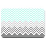 chevron teal grey Large Doormat