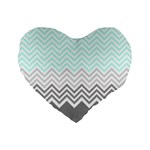 chevron teal grey Standard 16  Premium Heart Shape Cushion 