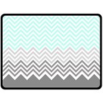 chevron teal grey Double Sided Fleece Blanket (Large)