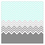 chevron teal grey Large Satin Scarf (Square)