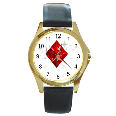ace03 Round Gold Metal Watch from ArtsNow.com Front