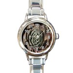 Succulent Green Pink Rosettes Round Italian Charm Watch