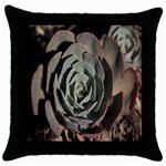 Succulent Green Pink Rosettes Throw Pillow Case (Black)