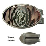 Succulent Green Pink Rosettes Money Clips (Oval) 