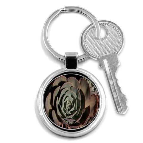 Succulent Green Pink Rosettes Key Chains (Round)  from ArtsNow.com Front