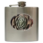 Succulent Green Pink Rosettes Hip Flask (6 oz)