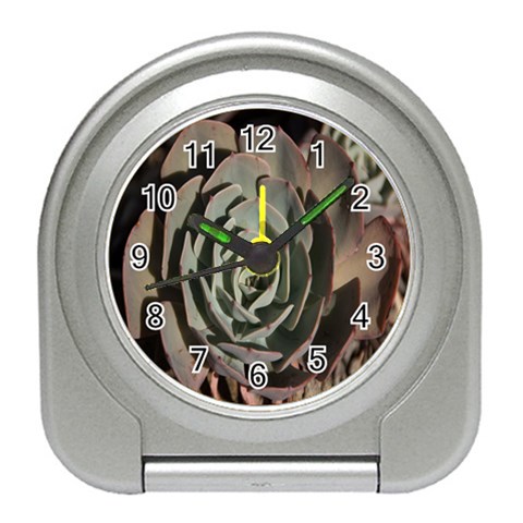 Succulent Green Pink Rosettes Travel Alarm Clocks from ArtsNow.com Front