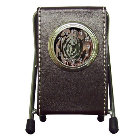 Succulent Green Pink Rosettes Pen Holder Desk Clocks from ArtsNow.com Front