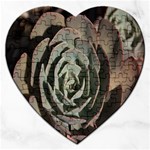 Succulent Green Pink Rosettes Jigsaw Puzzle (Heart)