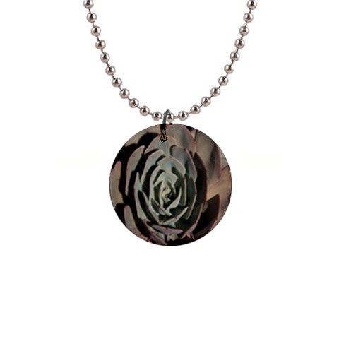 Succulent Green Pink Rosettes Button Necklaces from ArtsNow.com Front