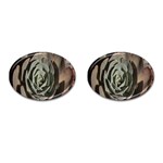 Succulent Green Pink Rosettes Cufflinks (Oval)