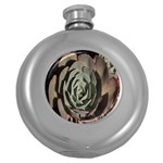 Succulent Green Pink Rosettes Round Hip Flask (5 oz)