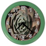 Succulent Green Pink Rosettes Color Wall Clocks