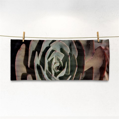 Succulent Green Pink Rosettes Hand Towel from ArtsNow.com Front