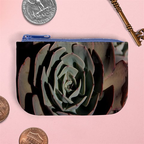 Succulent Green Pink Rosettes Mini Coin Purses from ArtsNow.com Front