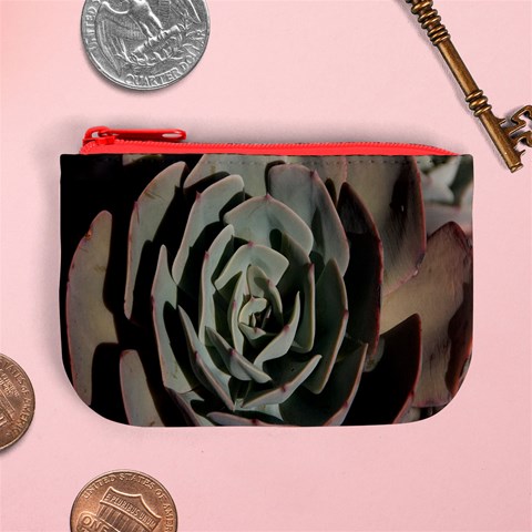Succulent Green Pink Rosettes Mini Coin Purses from ArtsNow.com Front