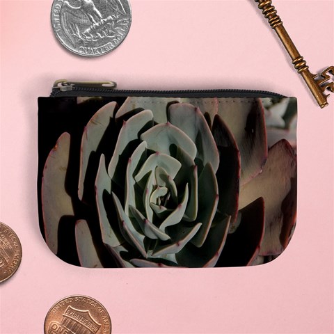 Succulent Green Pink Rosettes Mini Coin Purses from ArtsNow.com Front