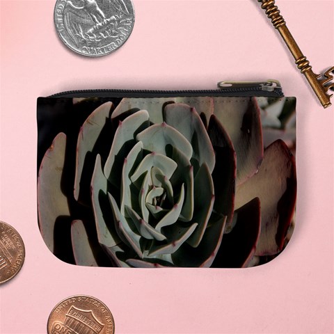 Succulent Green Pink Rosettes Mini Coin Purses from ArtsNow.com Back
